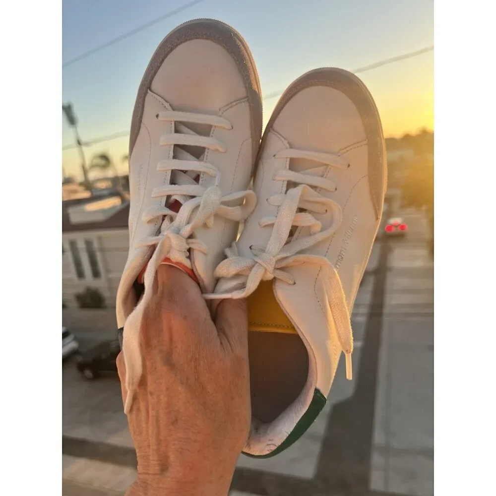 Harmont & Blaine white leather sneakers sz 7 colorblock dauschand embroidered